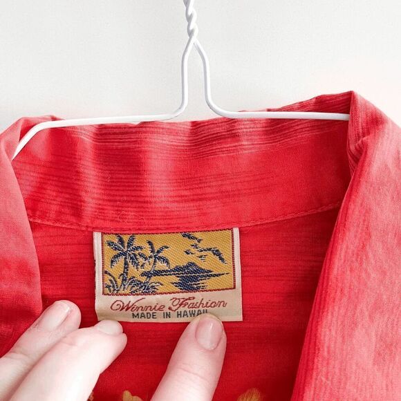 Winnie Fashion Mens Floral Sunset Short Sleeve Button Up Hawaiian Shirt Red XL - Picture 3 of 7